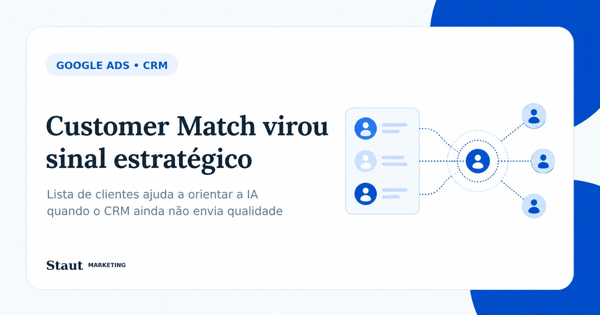 Imagem conceitual sobre Customer Match, lista de clientes e sinal de qualidade no Google Ads.